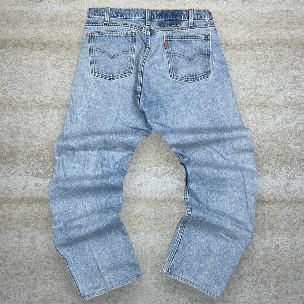 Vintage 90s Orange Tab Levis Jeans 34x30 Slim Fit Light Wash Made in USA Cotton
